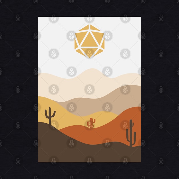 Desert High Noon Sun Polyhedral D20 Dice RPG Landscape by pixeptional